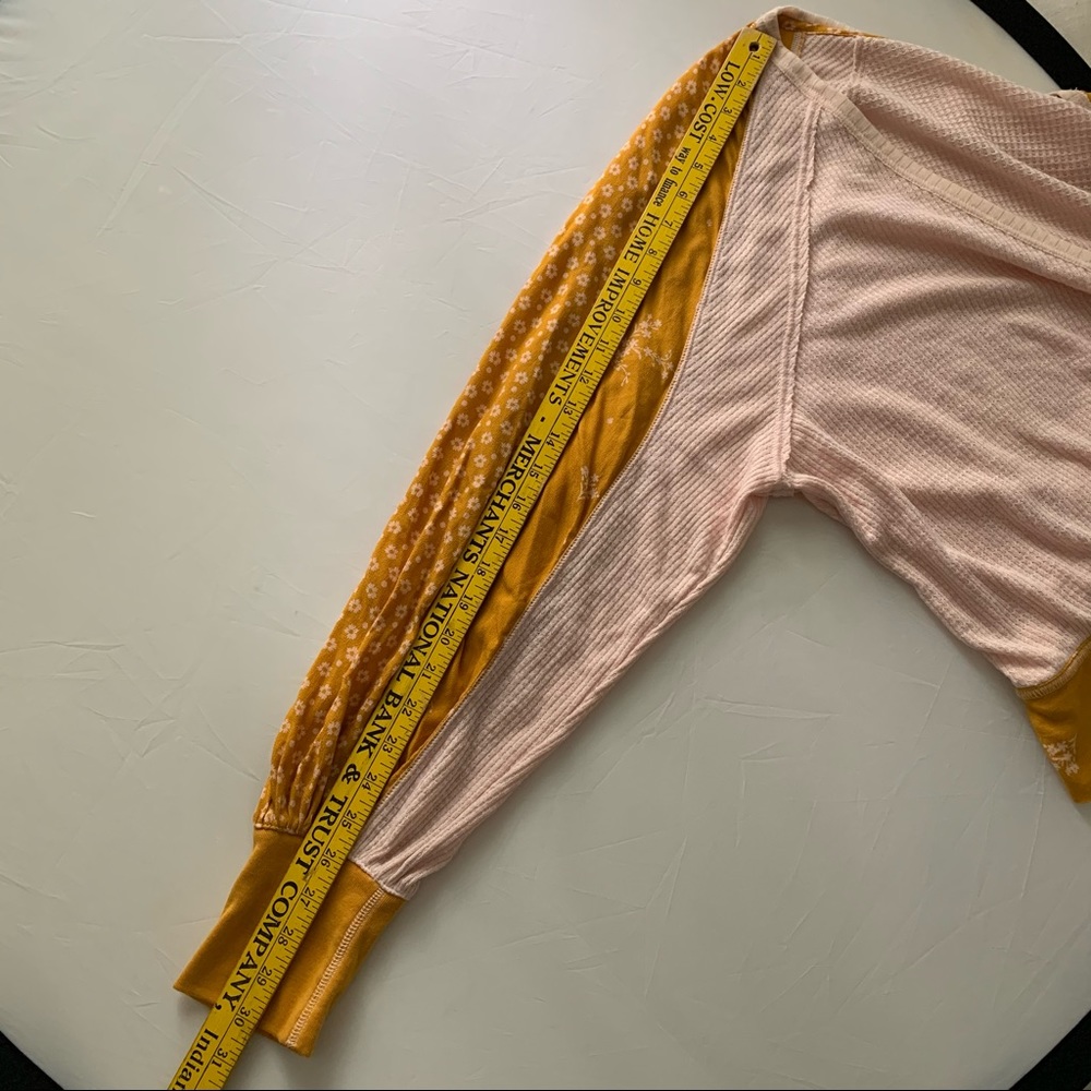 Free People Pink and Mustard Mixed-Media Wrap Blouse - Picture 10 of 10